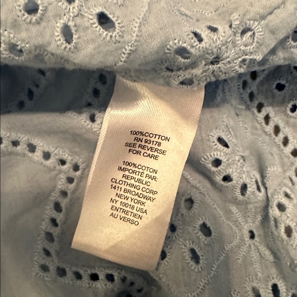 Industry republic clothing eyelet puff sleeve cotton blouse blue XS - Picture 5 of 5